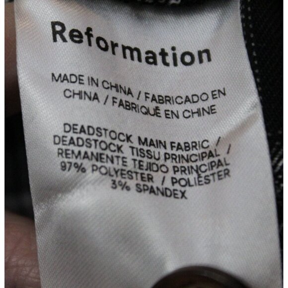 Reformation Checked Black White Pants Franklin Checked Trousers Size 4 - Picture 6 of 6